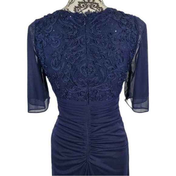 B&A by Betsy and Adam Sequin Lace Bodice Ruched Back Dress - Picture 4 of 8